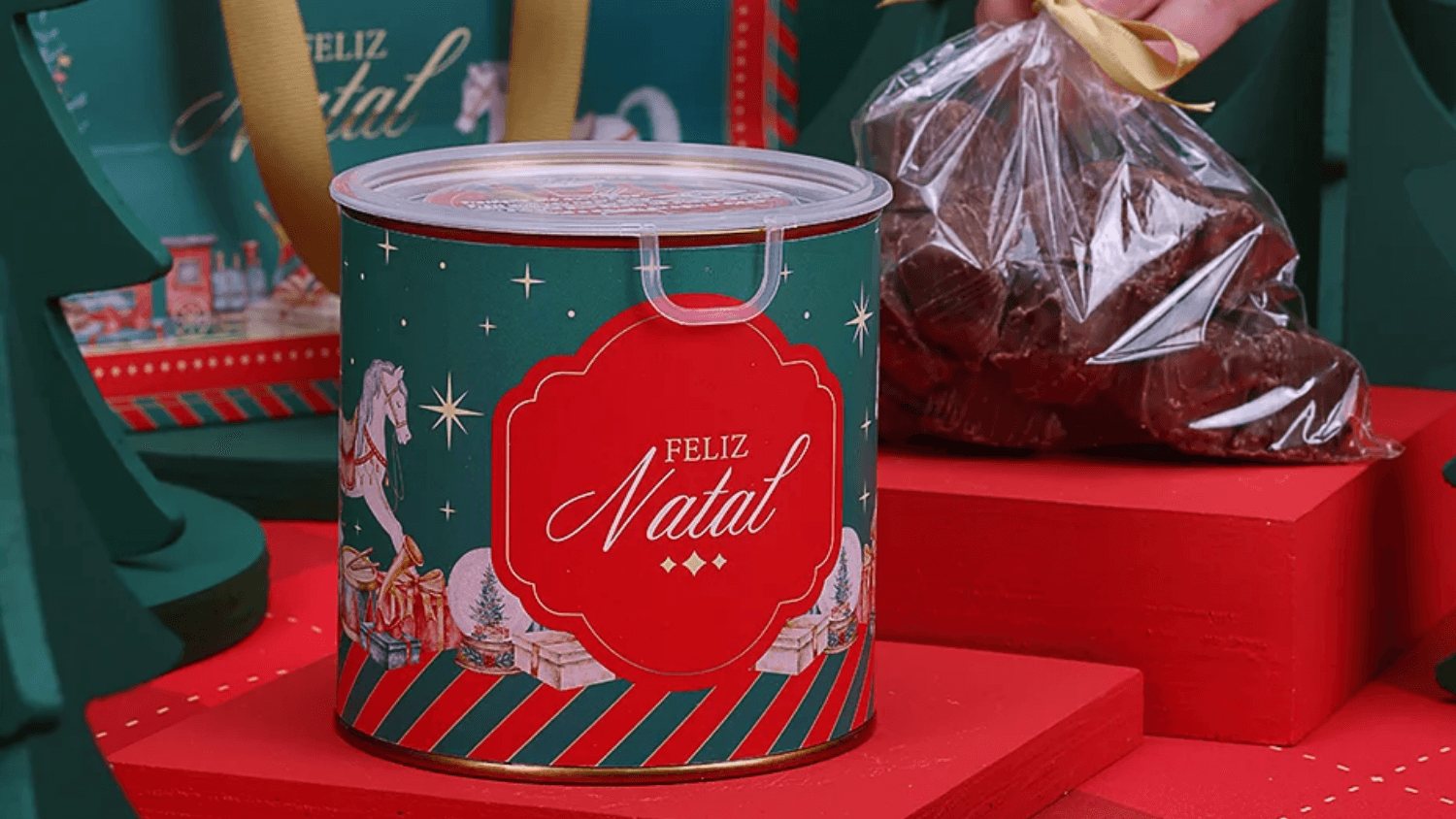 20 Mini Brownies fudgy tradicional na Lata de natal